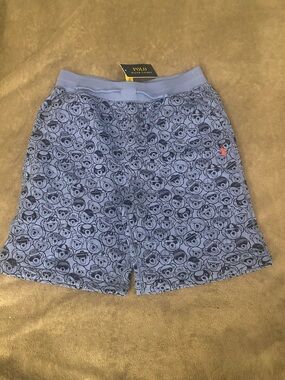 Polo by Ralph Lauren Light Blue Patterned Men's Swim Trunks with Red Logo